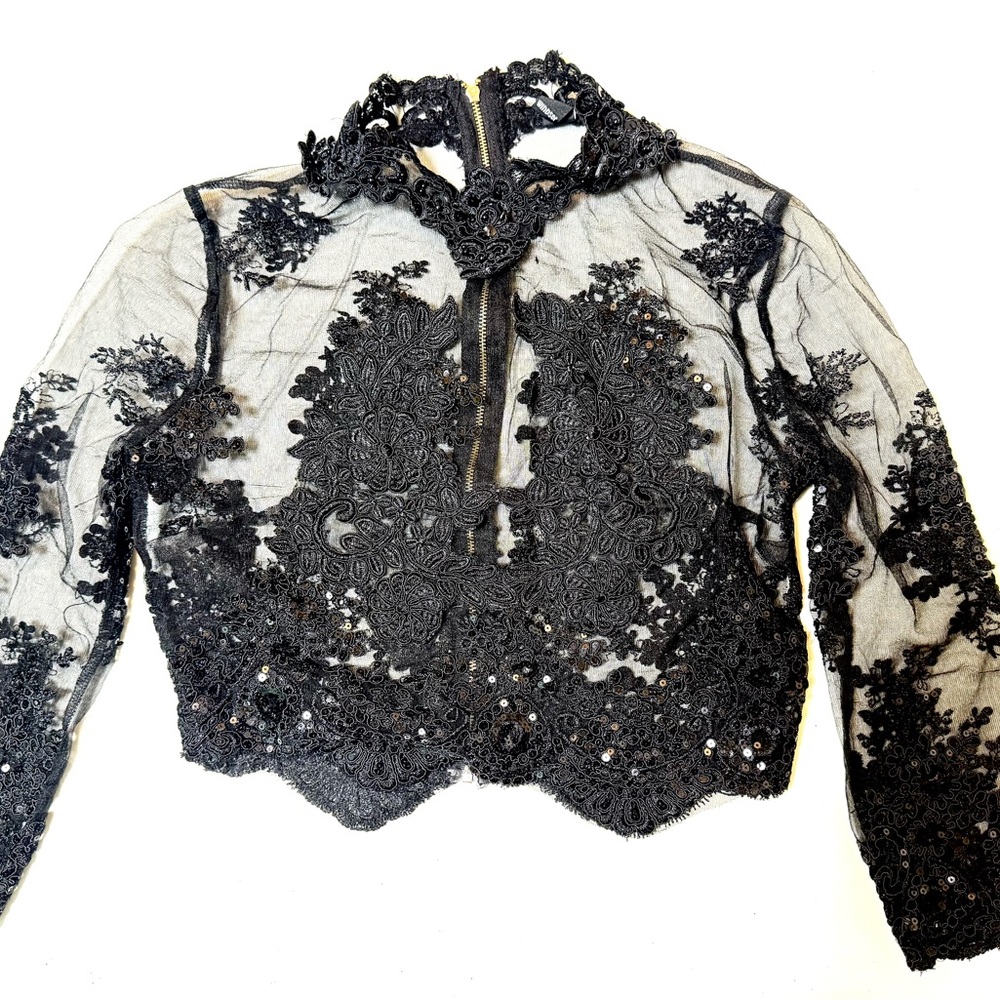 Windsor Black Lace Detail Top